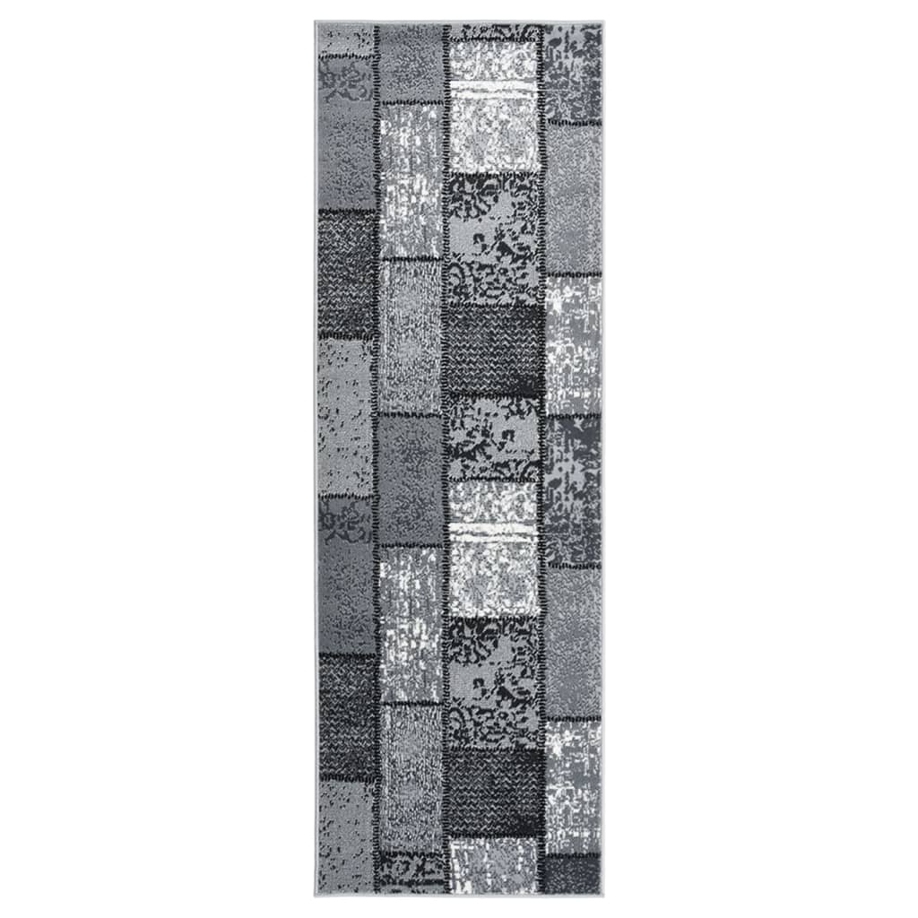 vidaXL Tapijtloper 60x350 cm BCF grijs met blokpatroon