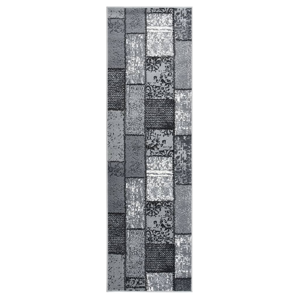 vidaXL Tapijtloper 60x350 cm BCF grijs met blokpatroon