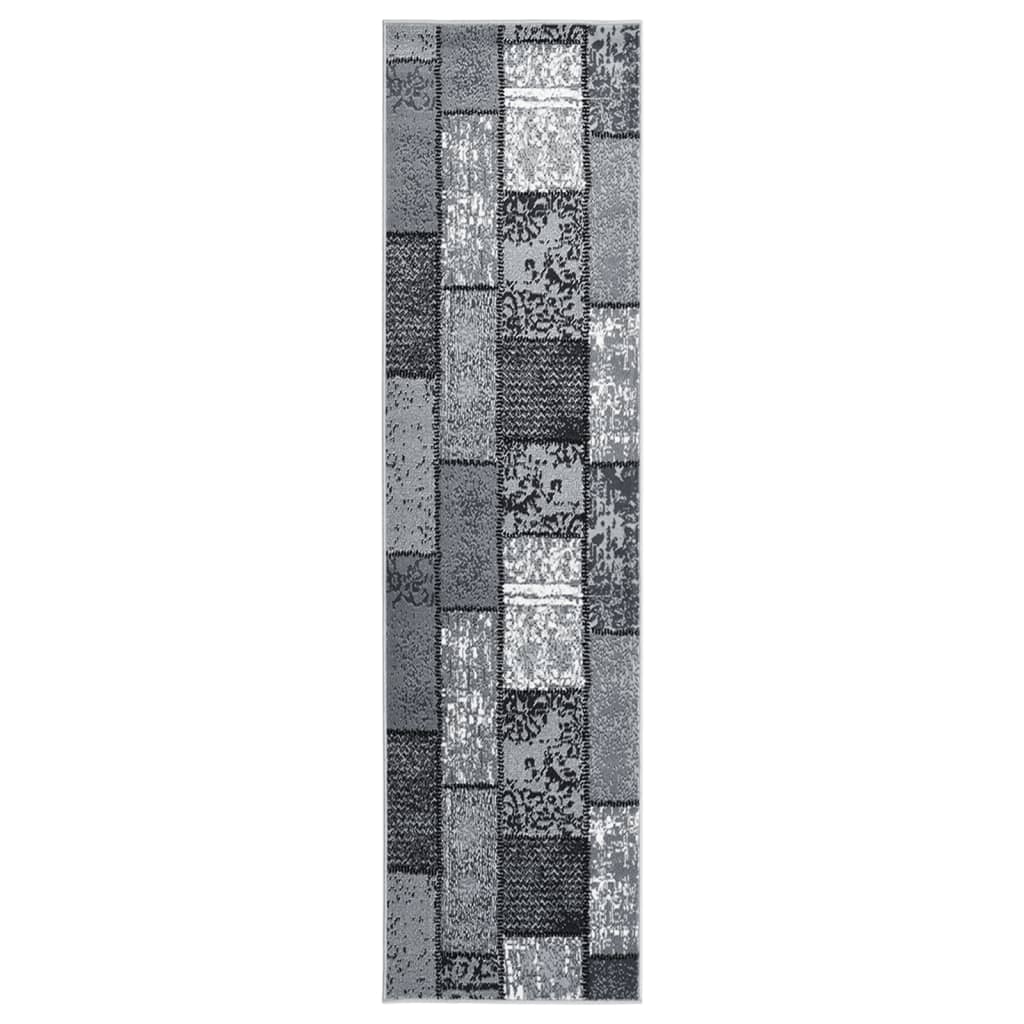 vidaXL Tapijtloper 60x350 cm BCF grijs met blokpatroon