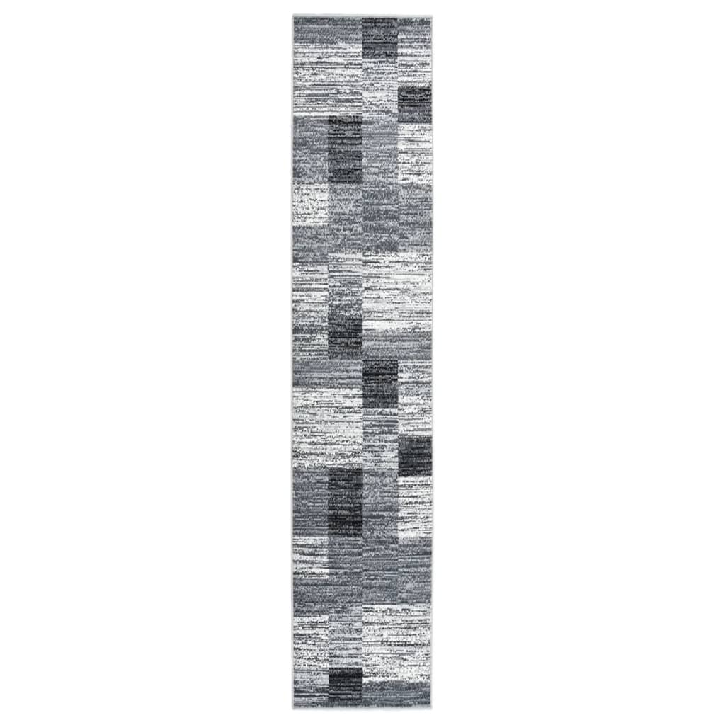 vidaXL Tapijtloper 60x350 cm BCF grijs met blokpatroon