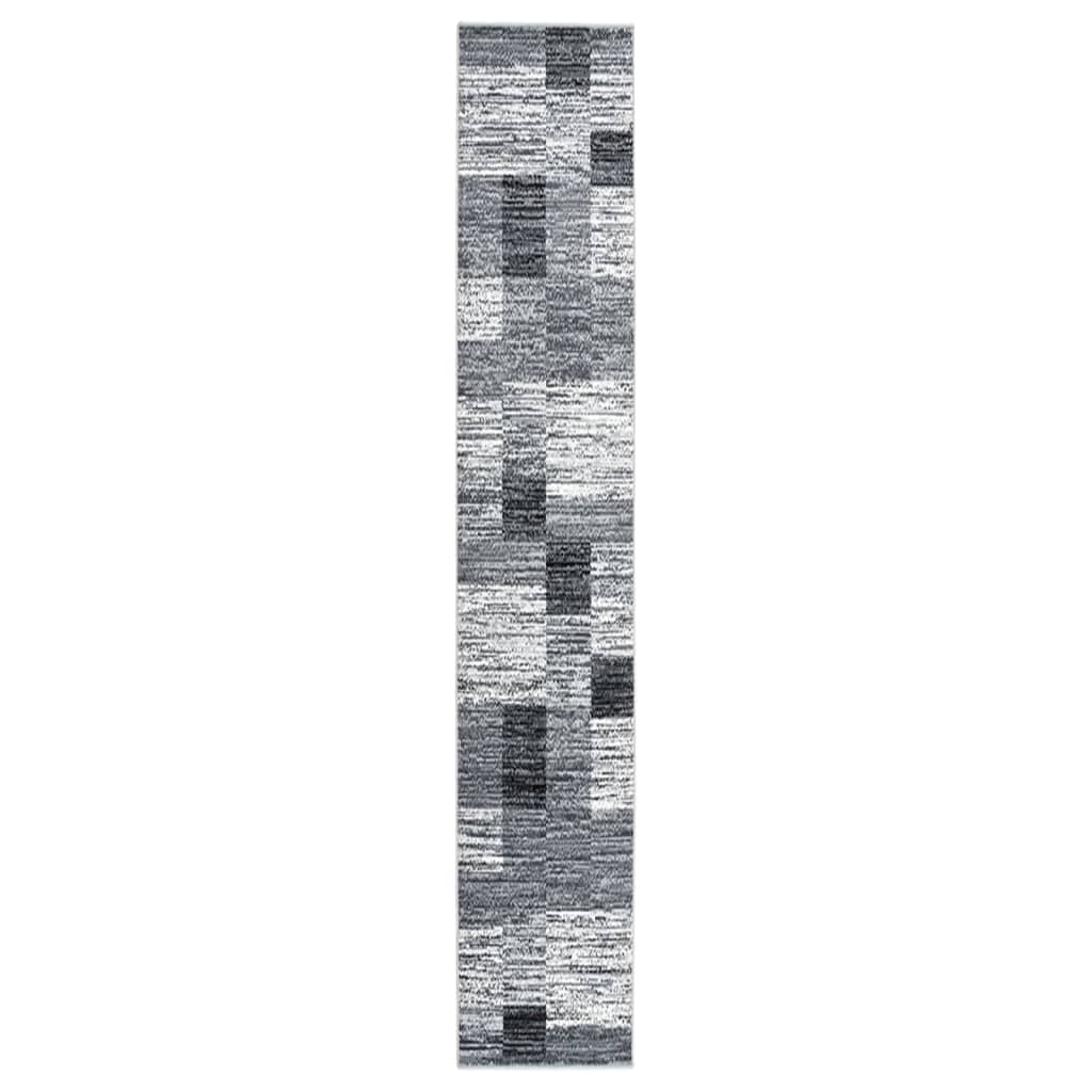 vidaXL Tapijtloper 60x350 cm BCF grijs met blokpatroon