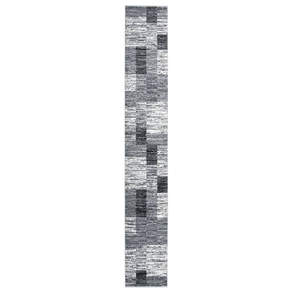 vidaXL Tapijtloper 60x350 cm BCF grijs met blokpatroon
