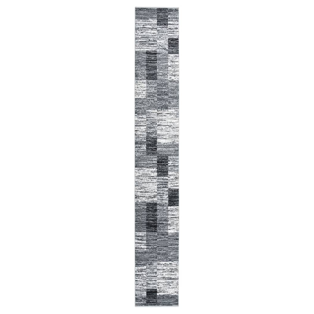 vidaXL Tapijtloper 60x350 cm BCF grijs met blokpatroon