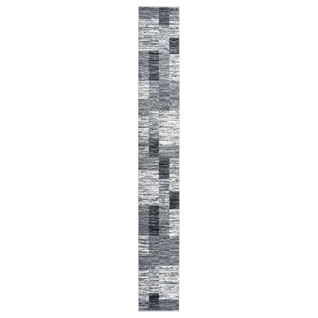 vidaXL Tapijtloper 60x350 cm BCF grijs met blokpatroon