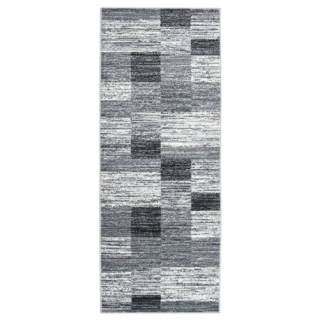 vidaXL Tapijtloper 60x350 cm BCF grijs met blokpatroon
