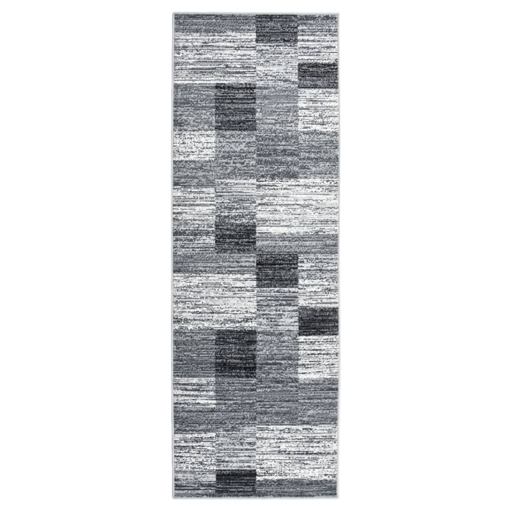 vidaXL Tapijtloper 60x350 cm BCF grijs met blokpatroon