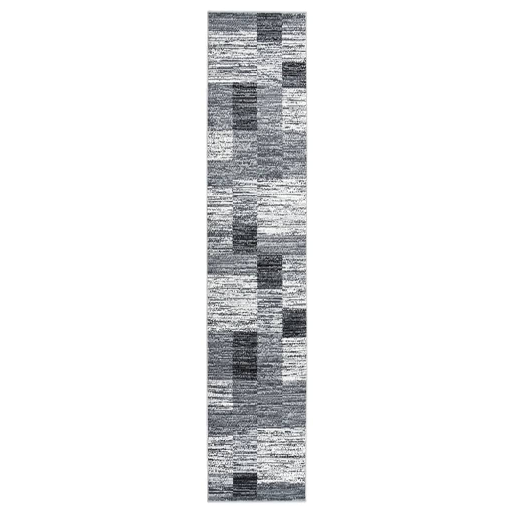 vidaXL Tapijtloper 60x350 cm BCF grijs met blokpatroon