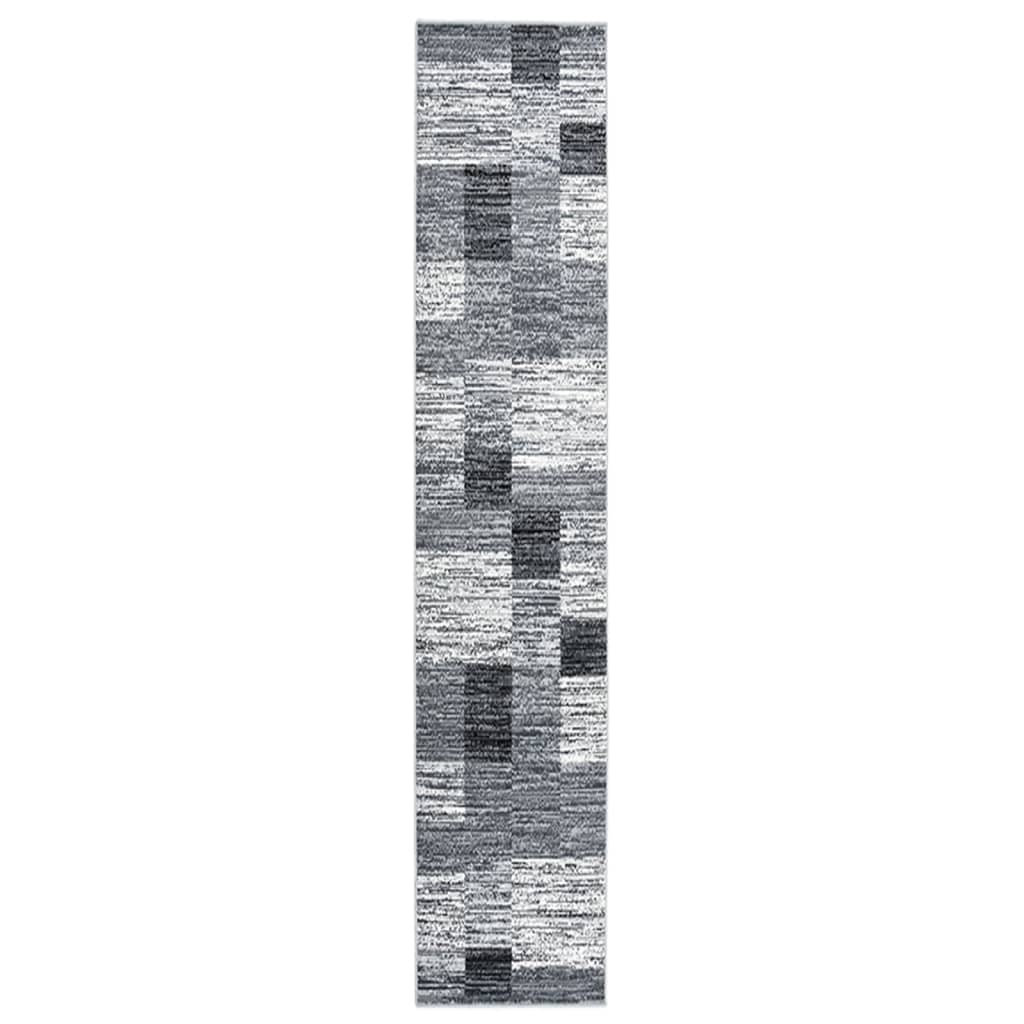 vidaXL Tapijtloper 60x350 cm BCF grijs met blokpatroon