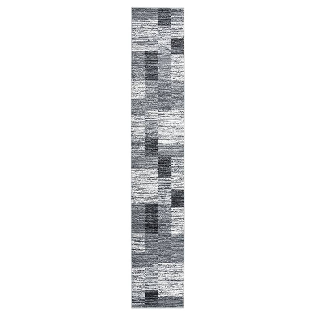 vidaXL Tapijtloper 60x350 cm BCF grijs met blokpatroon