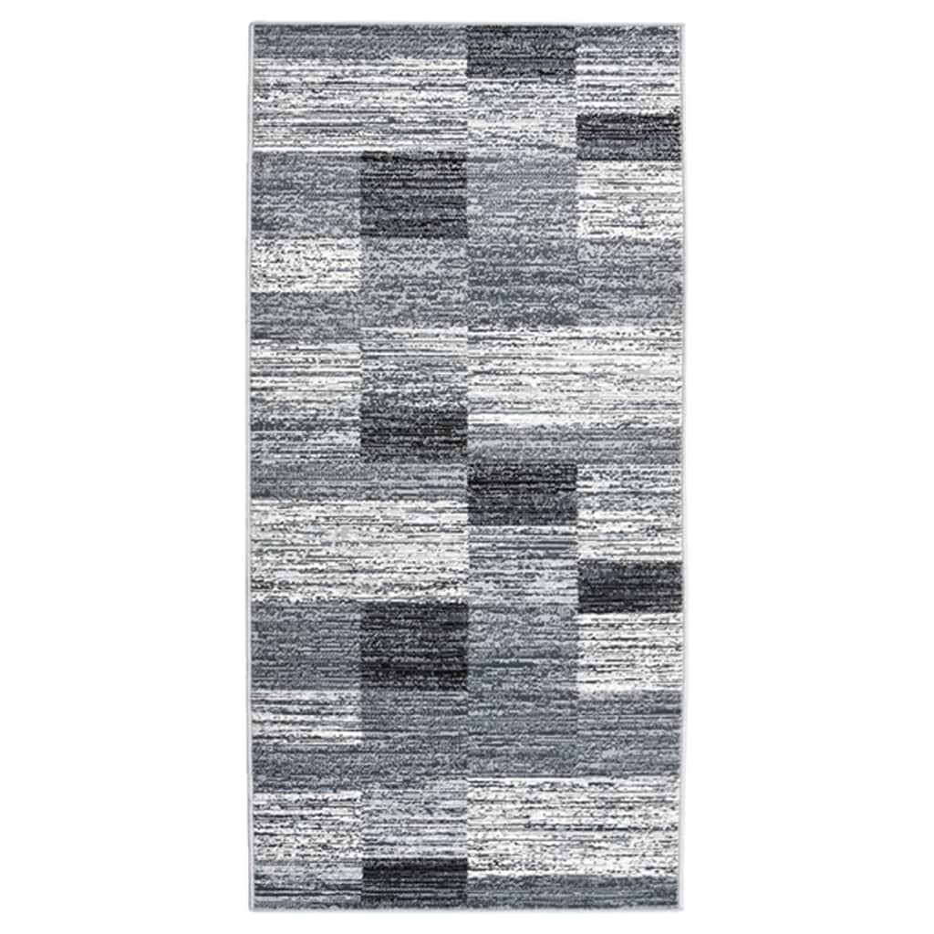 vidaXL Tapijtloper 60x350 cm BCF grijs met blokpatroon