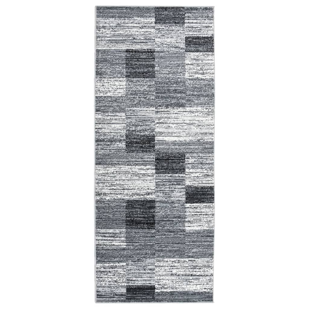 vidaXL Tapijtloper 60x350 cm BCF grijs met blokpatroon
