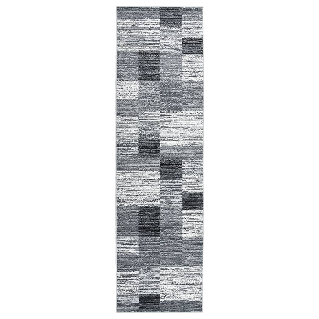 vidaXL Tapijtloper 60x350 cm BCF grijs met blokpatroon