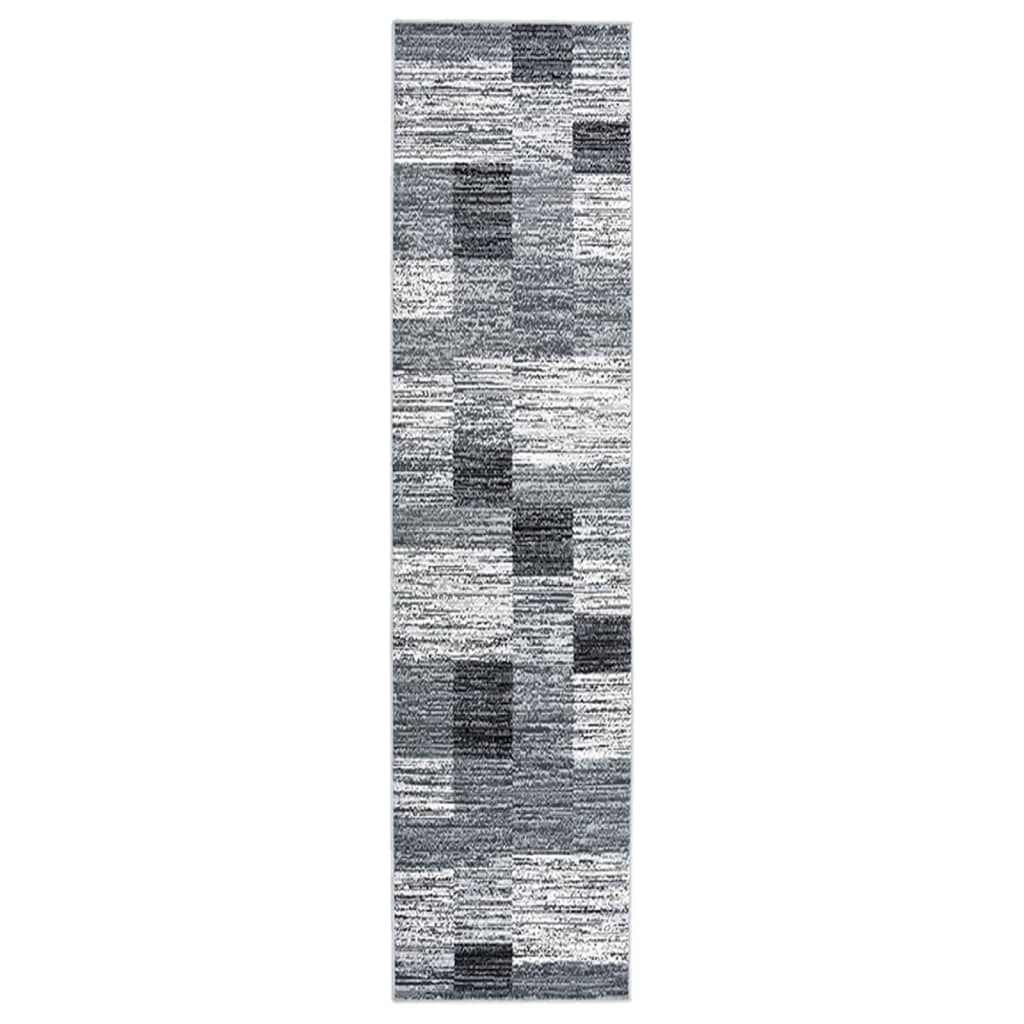 vidaXL Tapijtloper 60x350 cm BCF grijs met blokpatroon