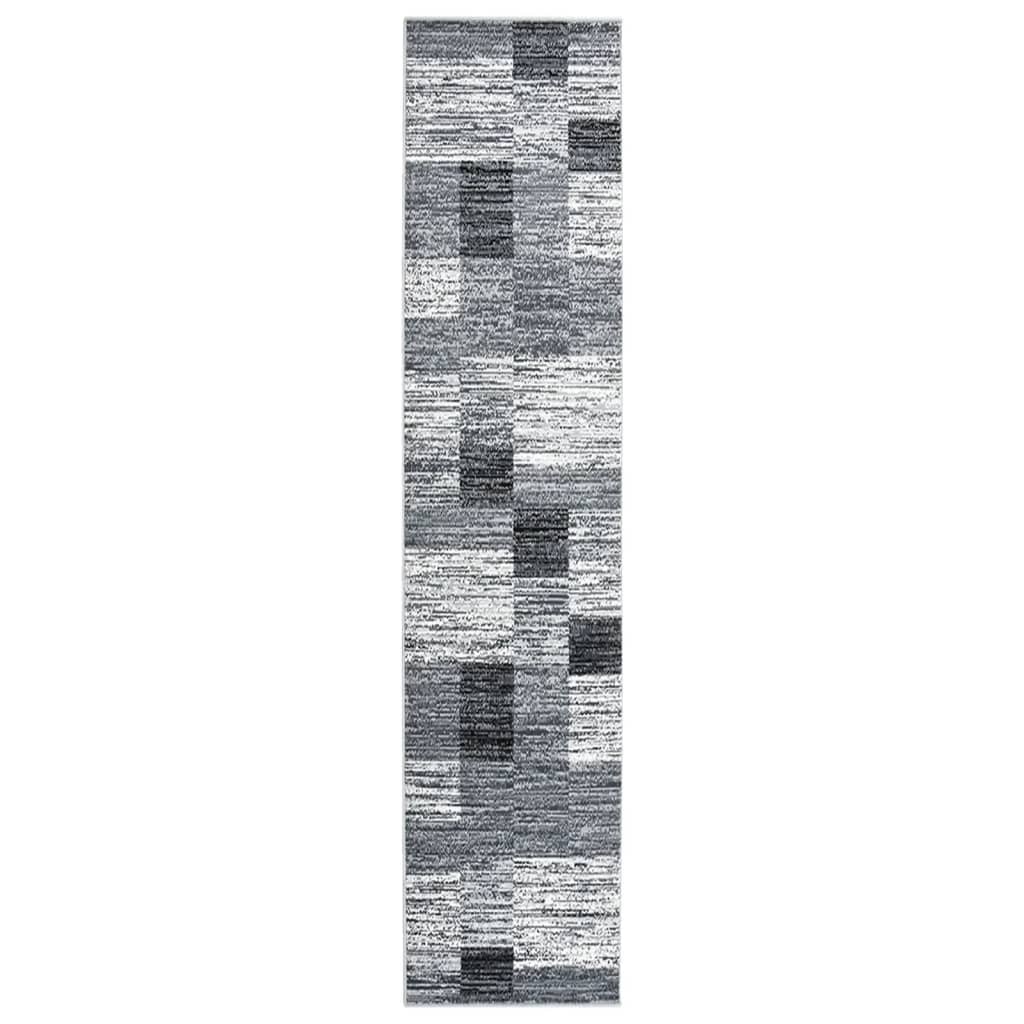 vidaXL Tapijtloper 60x350 cm BCF grijs met blokpatroon