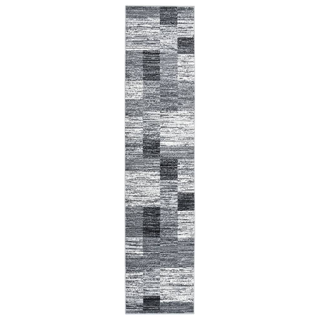 vidaXL Tapijtloper 60x350 cm BCF grijs met blokpatroon