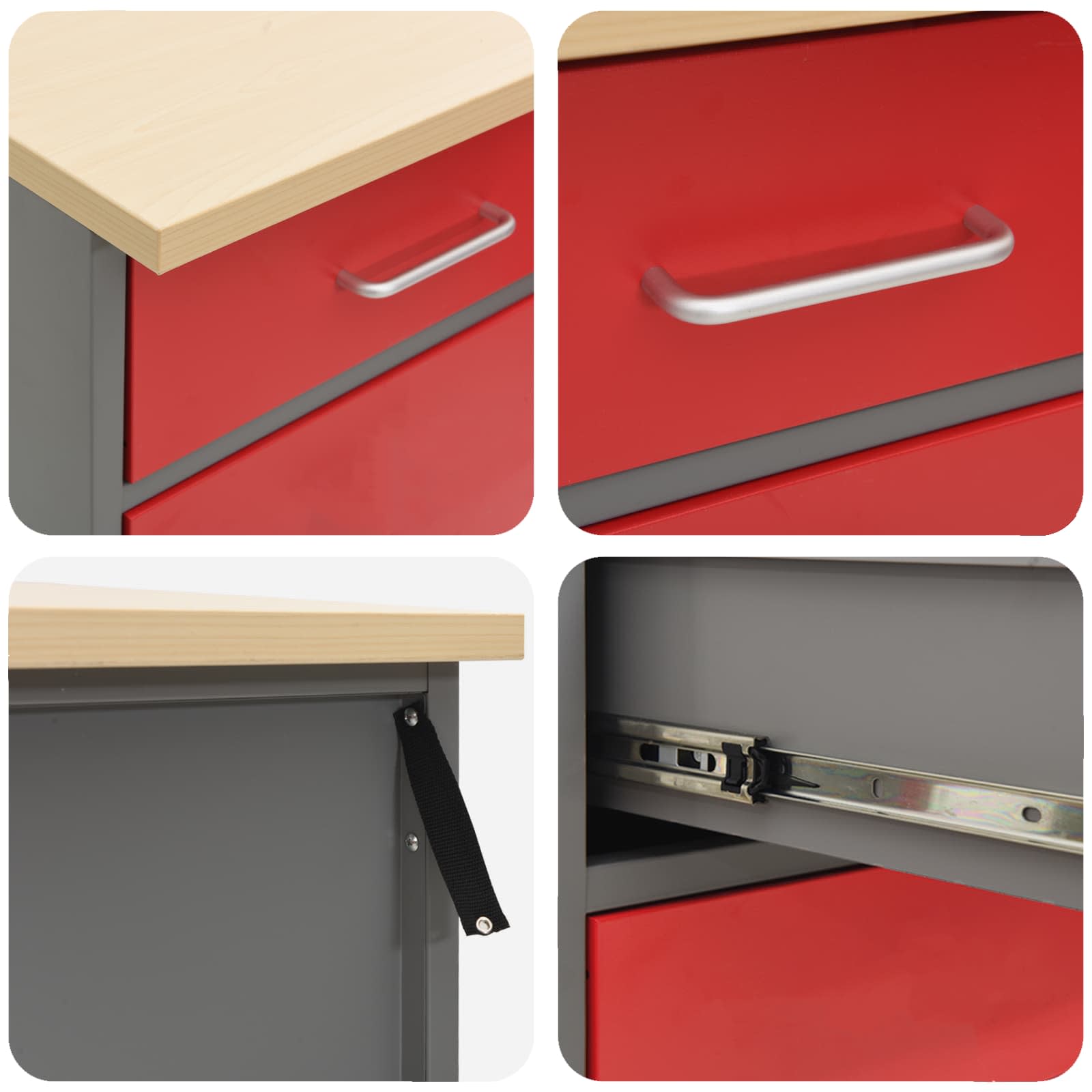 vidaXL Werkkast set met lade met opslag met slot 5 pcs Zwart en Grijs