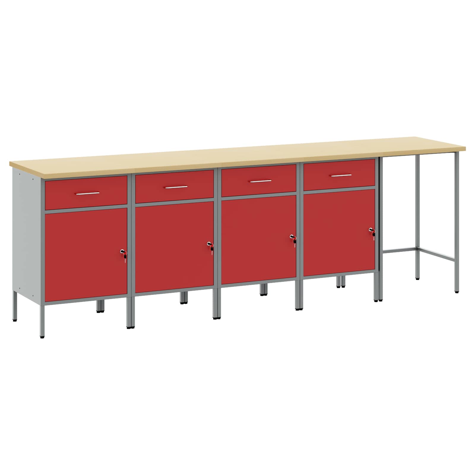 vidaXL Werkkast set met lade met opslag met slot 5 pcs Zwart en Grijs