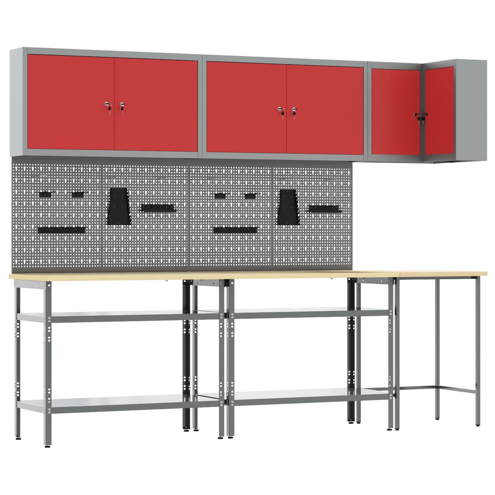 vidaXL Werkkast set met lade met opslag met slot 5 pcs Zwart en Grijs