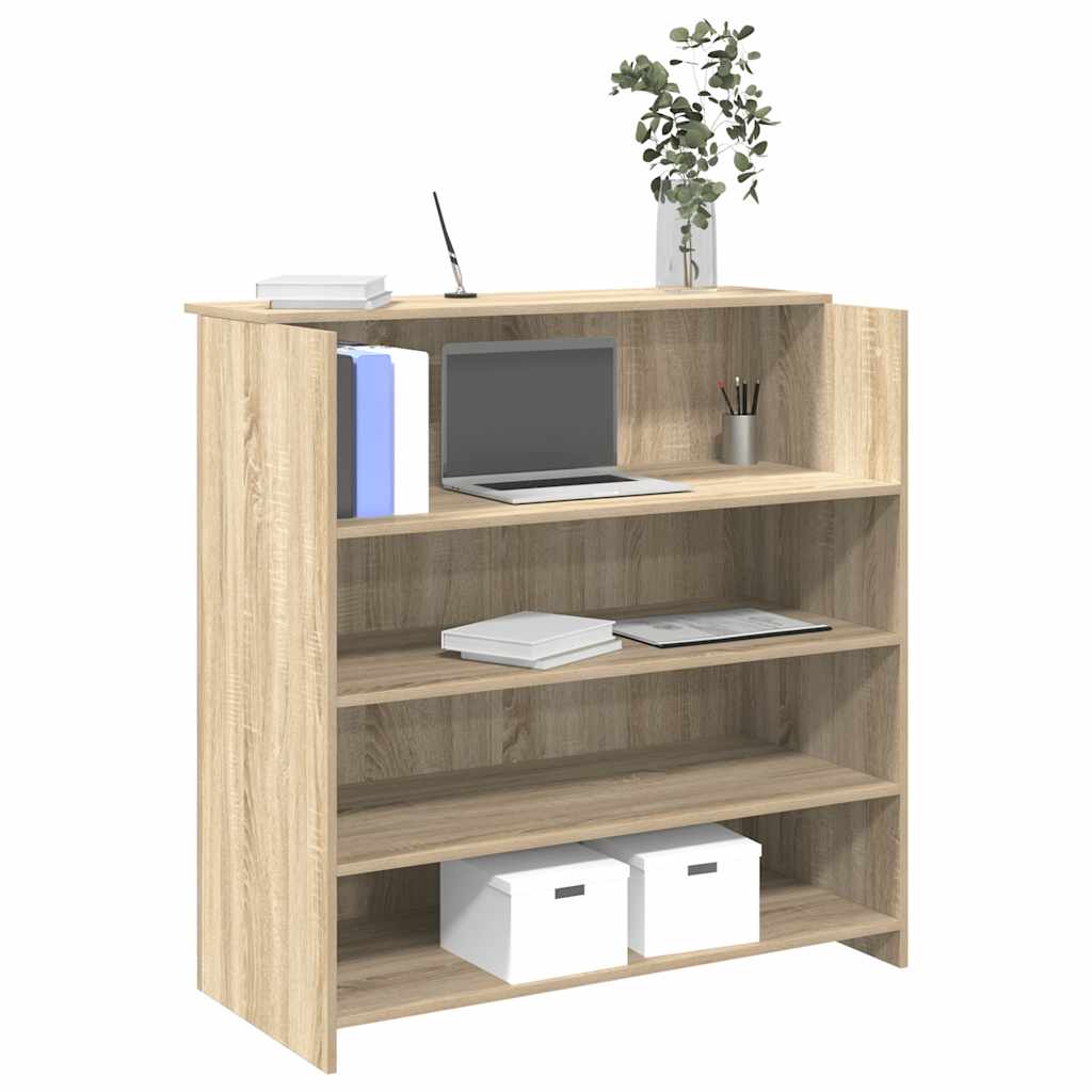 vidaXL Receptiebalie 100x50x103,5 cm bewerkt hout gerookt eikenkleurig