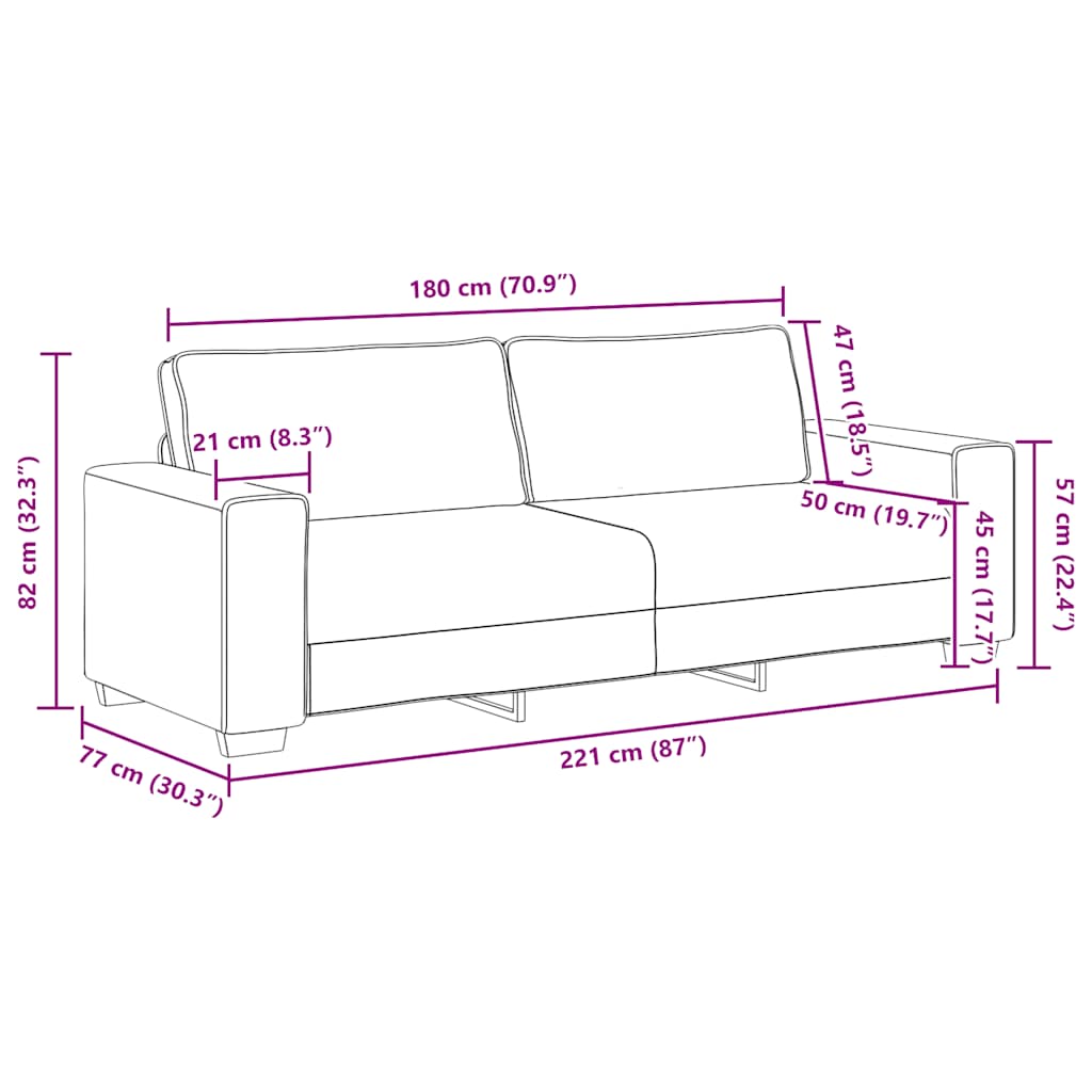 vidaXL 3-delige Loungeset met kussens stof lichtgrijs