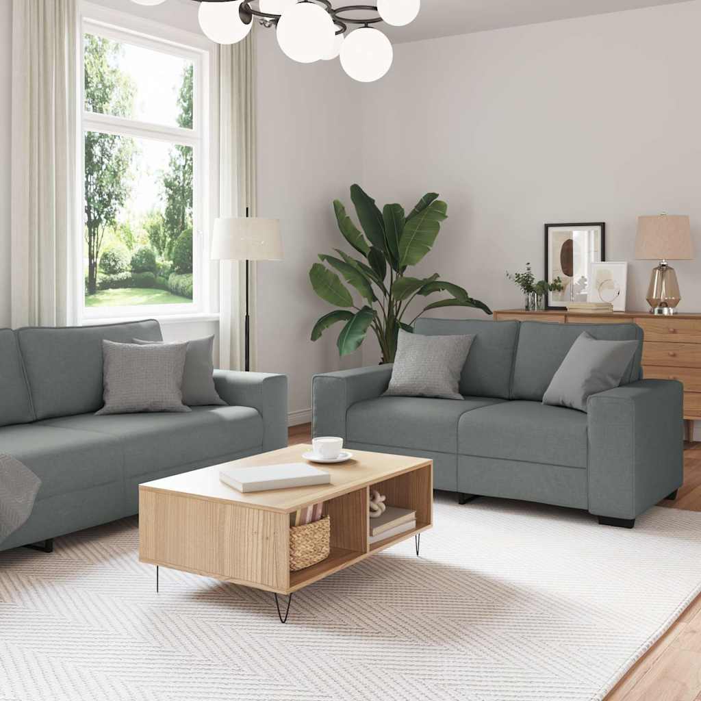 vidaXL 3-delige Loungeset met kussens stof lichtgrijs