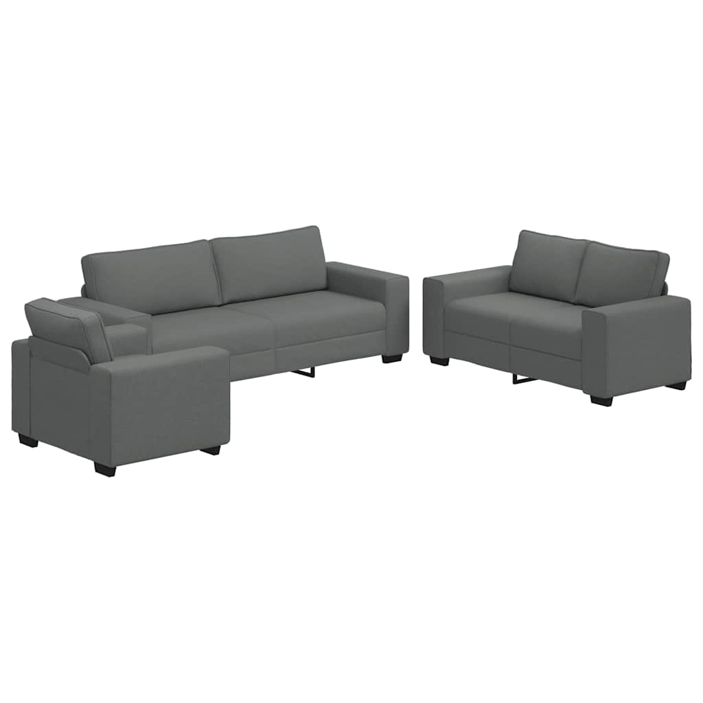vidaXL 3-delige Loungeset met kussens stof lichtgrijs