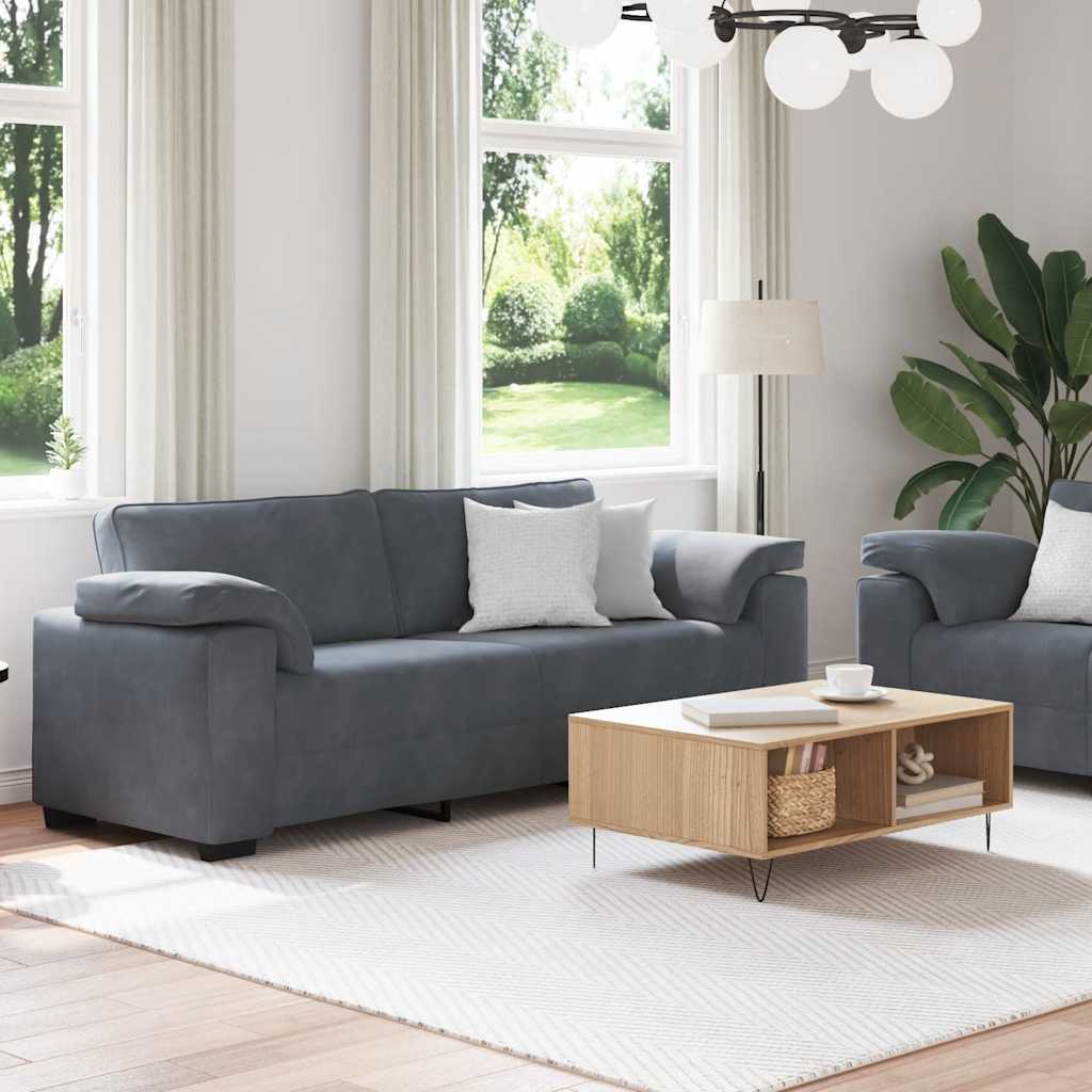 vidaXL 2-delige bankset met kussens lichtgrijs fluweel