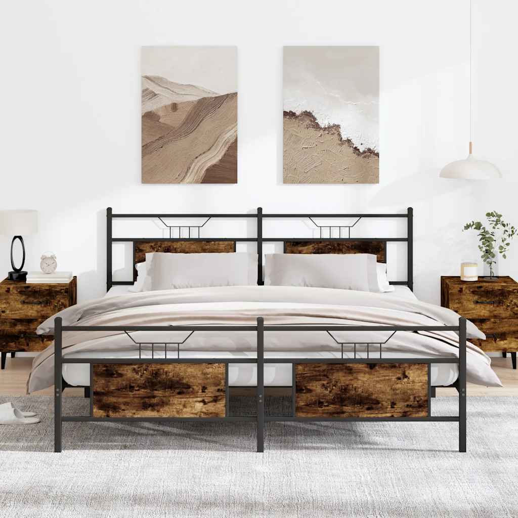 vidaXL Bedframe zonder matras hout gerookt eikenkleurig 120x190 cm