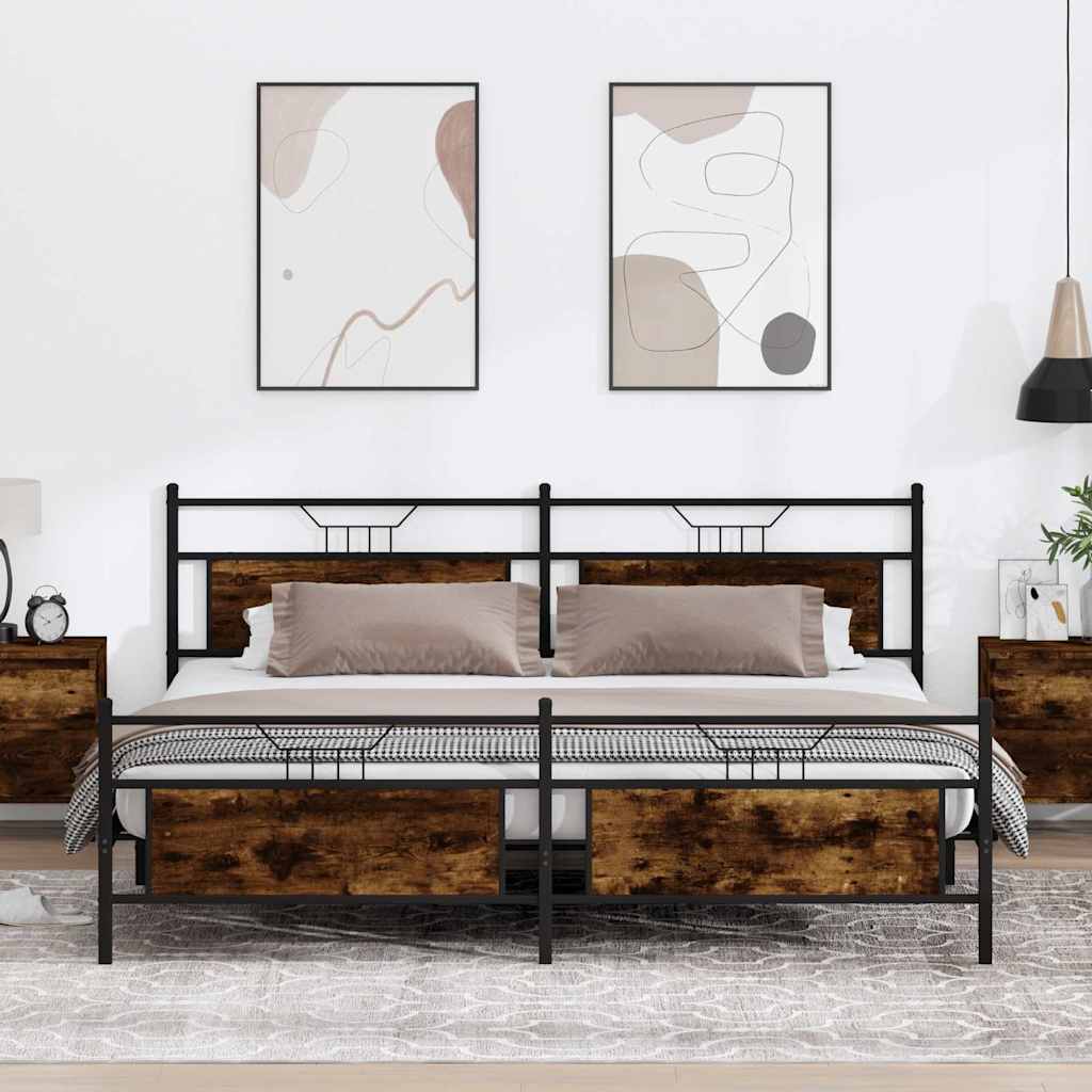 vidaXL Bedframe zonder matras hout gerookt eikenkleurig 120x190 cm