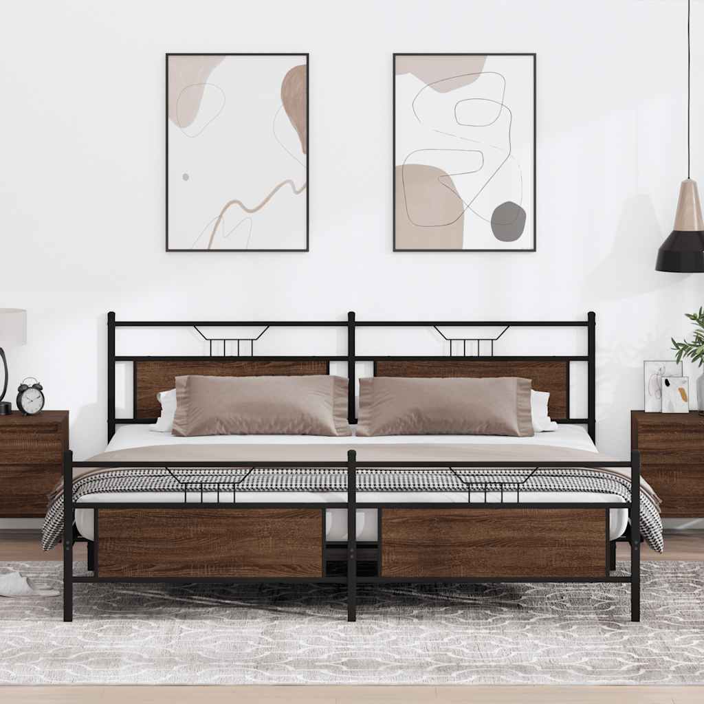 vidaXL Bedframe zonder matras hout gerookt eikenkleurig 120x190 cm
