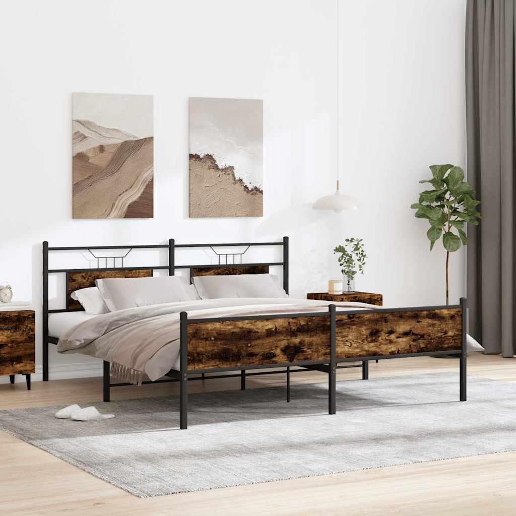 vidaXL Bedframe zonder matras hout gerookt eikenkleurig 120x190 cm