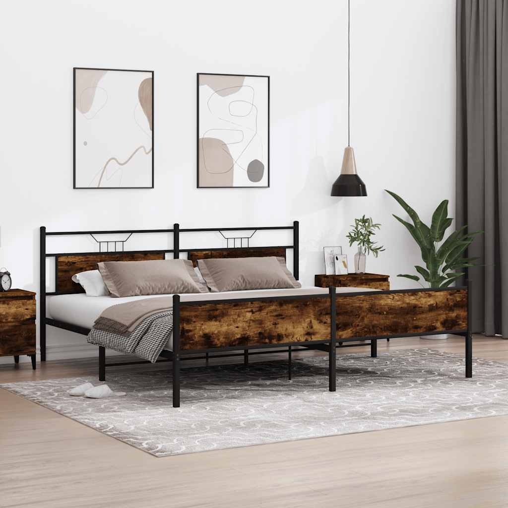 vidaXL Bedframe zonder matras hout gerookt eikenkleurig 120x190 cm