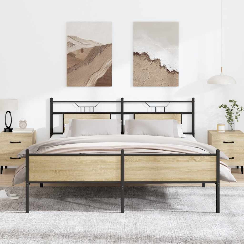 vidaXL Bedframe zonder matras hout gerookt eikenkleurig 120x190 cm