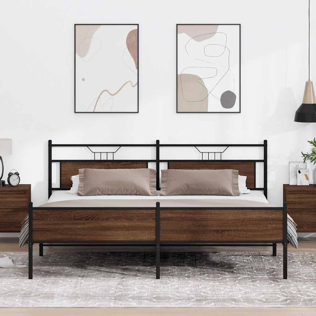 vidaXL Bedframe zonder matras hout gerookt eikenkleurig 120x190 cm