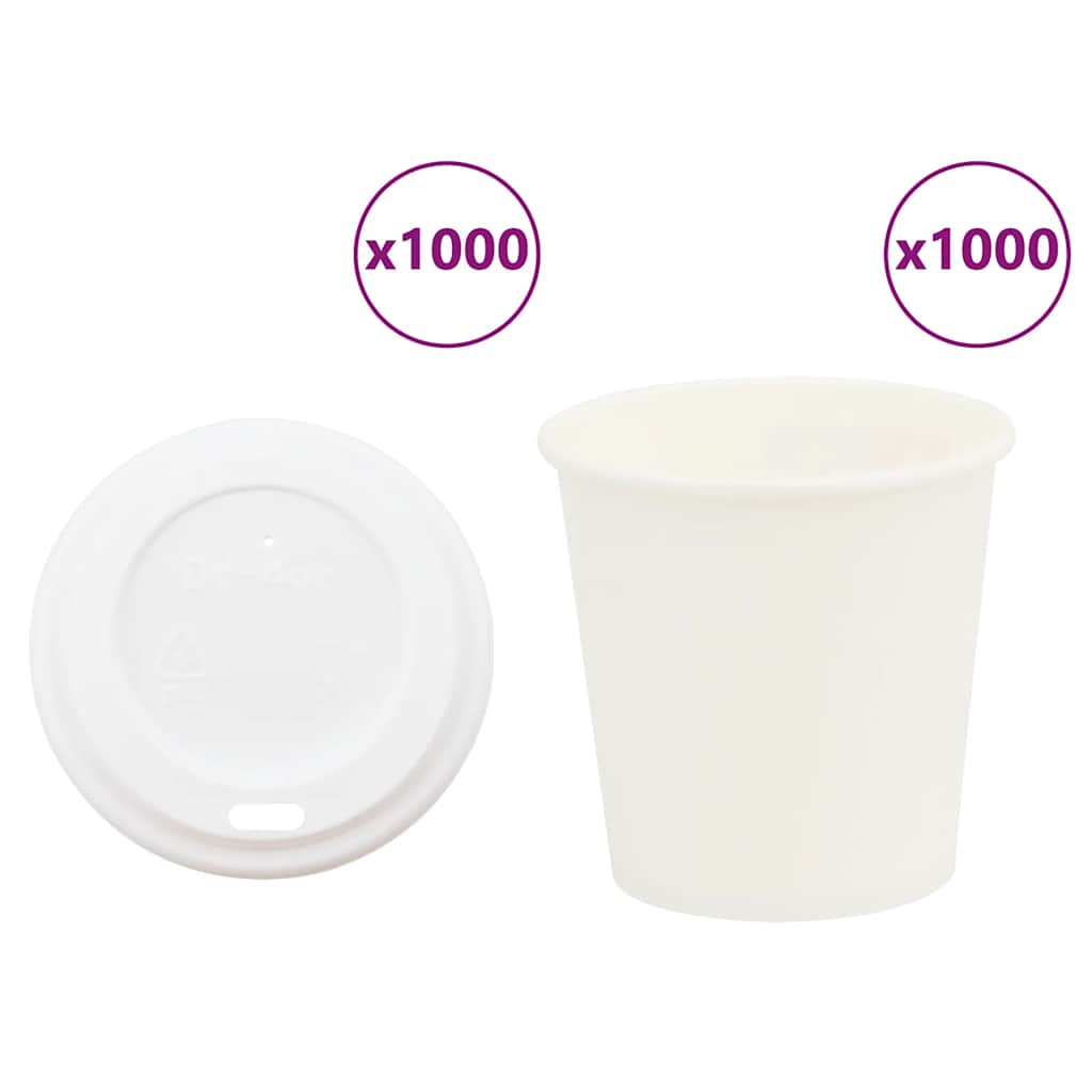 vidaXL Paper Coffee Cups with Lids 1000 pcs 12oz 300 ml