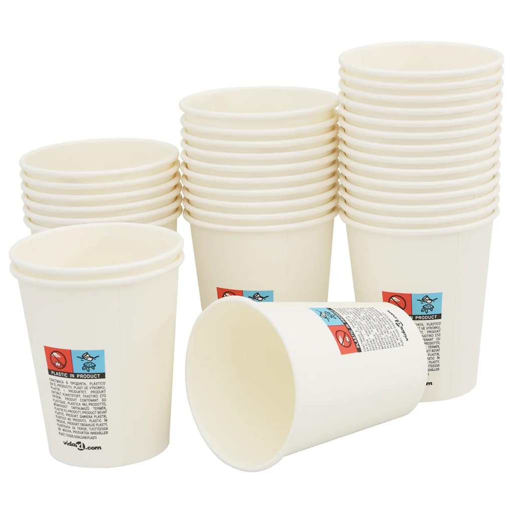 vidaXL Paper Coffee Cups with Lids 1000 pcs 12oz 300 ml