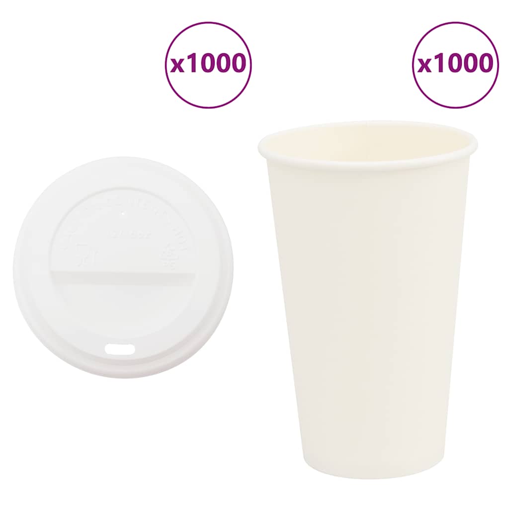 vidaXL Papieren koffiekopjes met deksel 1000 st 12oz 300 ml