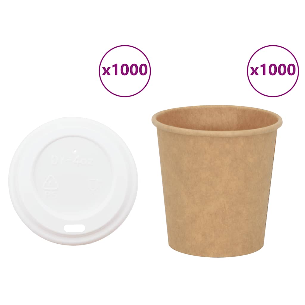 vidaXL Papieren koffiekopjes met deksel 1000 st 8oz 200 ml
