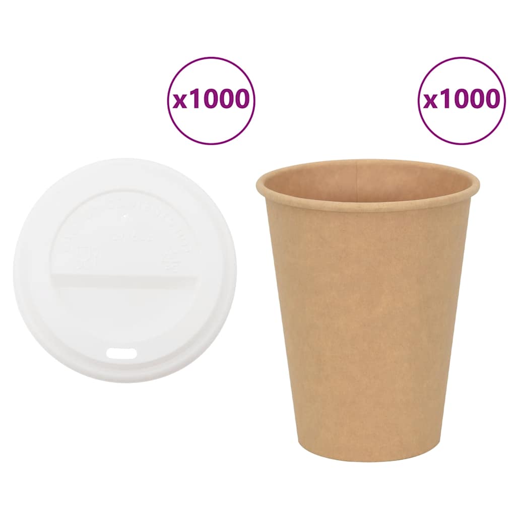 vidaXL Papieren koffiekopjes met deksel 1000 st 8oz 200 ml