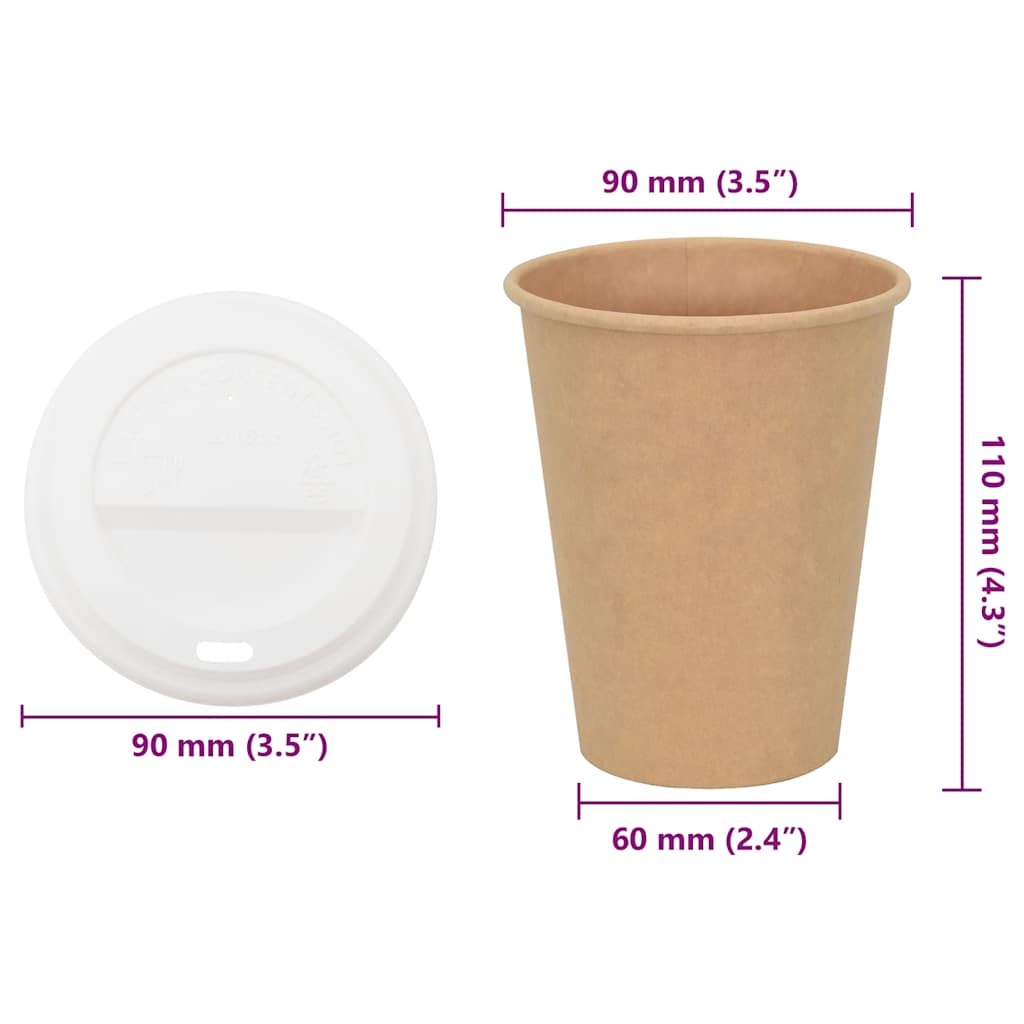 vidaXL Papieren koffiekopjes met deksel 1000 st 8oz 200 ml