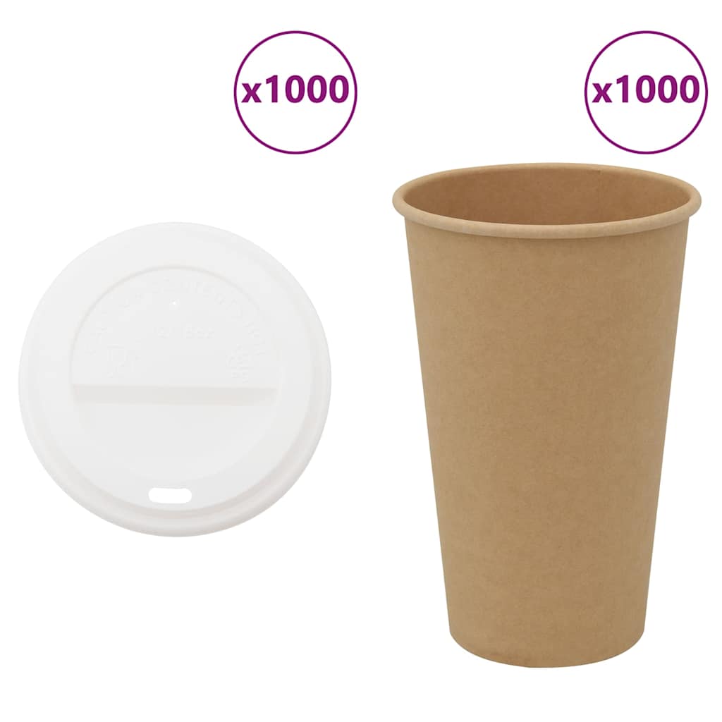 vidaXL Papieren koffiekopjes met deksel 1000 st 8oz 200 ml