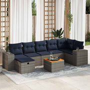 vidaXL 8-Piece Lounge Set with Cushions Poly Rattan Grey