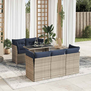 vidaXL 6-Piece Lounge Set with Cushions Poly Rattan Acacia Grey