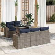 vidaXL 6-delige Loungeset met kussens poly rattan acacia grijs