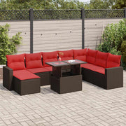 vidaXL 9-delige Loungeset met kussens poly rattan acacia bruin