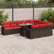 vidaXL 11-Piece Lounge Set with Cushions Poly Rattan Acacia Grey