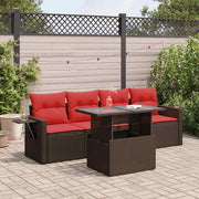 vidaXL 5-Piece Lounge Set with Cushions Poly Rattan Acacia Grey