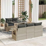 vidaXL 6-Piece Lounge Set with Cushions Poly Rattan Light Grey