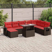 vidaXL 9-delige Loungeset met kussens poly rattan acacia bruin