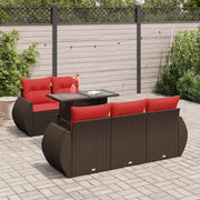 vidaXL 6-delige Loungeset met kussens poly rattan acacia bruin